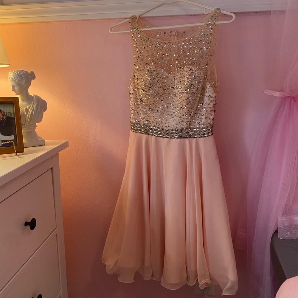 pink rhinestone homecoming dress